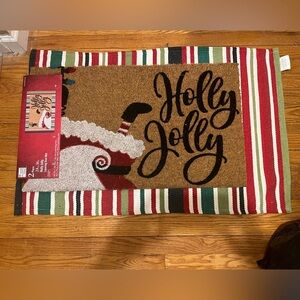 NWT Festive Holly Jolly Doormat